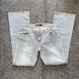 American Eagle Y2K Flare Jeans Low Rise Gray Denim Size 10